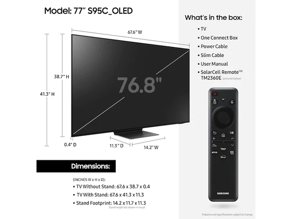 Samsung 77 Inch OLED- 4K Smart TV QA77S95C